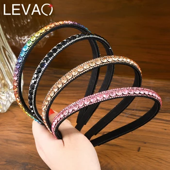 Levao 2022 Нова цветна лента за коса с кристали за жени, модни превръзка на главата, обръч, панел, гумени ленти за коса, аксесоари, шапки.