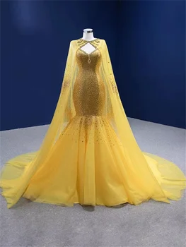 Класическа Сватбена рокля-слип с риба опашка, Завързана лента с пайети и скъпоценни камъни, Елегантна сватбена рокля за официални събития 2023 година на издаване