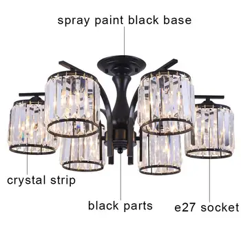 Модерна кристален led полилей, Стъклена лампа за дневна, вили, спални, Окачена лампа за украса на помещения, Кухненски кът