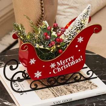 Метални Коледна шейна Централните елементи Коледна шейна с имитация на растения Коледен декор за празнична украса на дома, на масата
